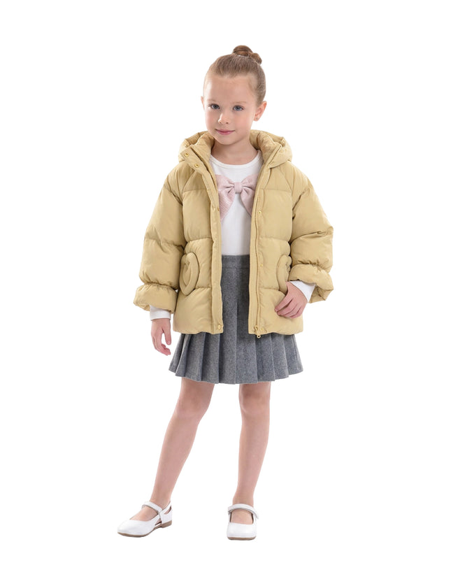 kids atelier mimi tutu Yellow Glow Heart-Pocket Puffer Jacket