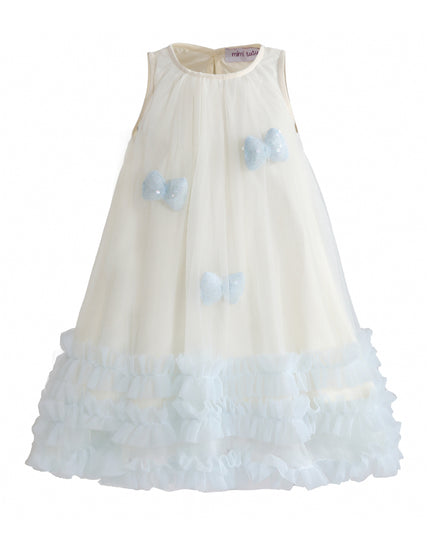Cream & Blue Nayara Bow Dress