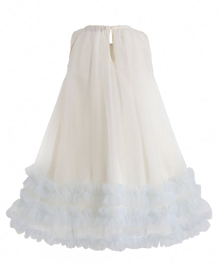 kids atelier mimi tutu Cream & Blue Nayara Bow Dress