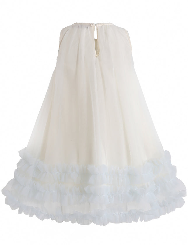 kids atelier mimi tutu Cream & Blue Nayara Bow Dress