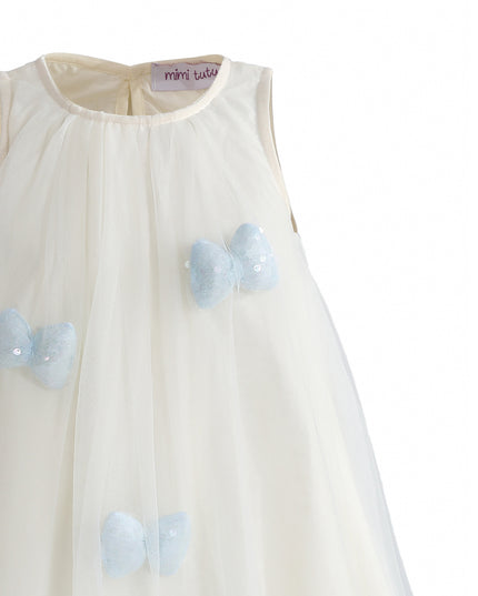 kids atelier mimi tutu Cream & Blue Nayara Bow Dress