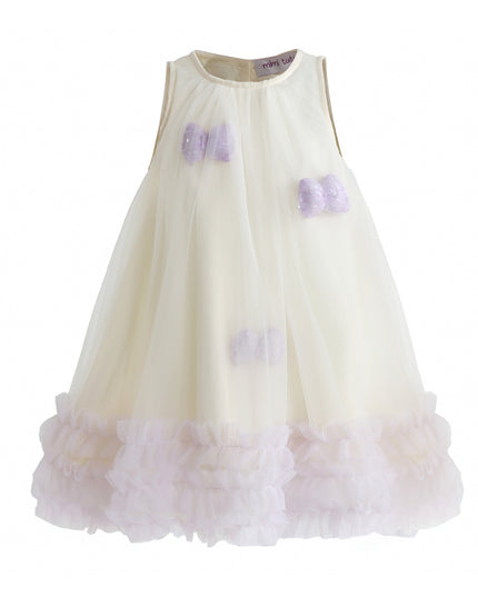 Cream & Purple Nayara Bow Dress