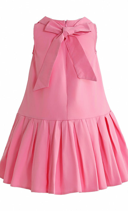 Pink Zariah Bow Back Pleated Dress