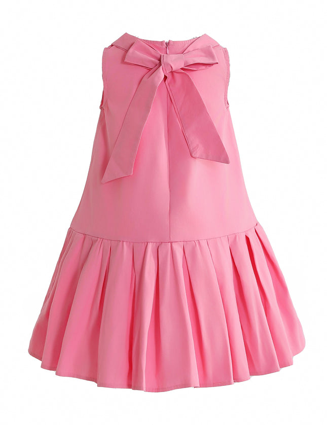 Pink Zariah Bow Back Pleated Dress