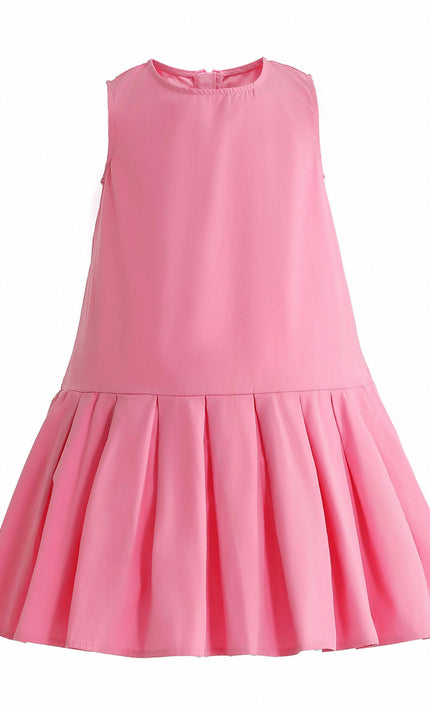 Pink Zariah Bow Back Pleated Dress