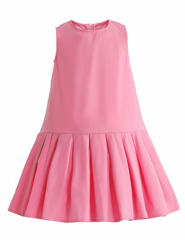 Pink Zariah Bow Back Pleated Dress