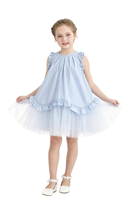 kids atelier mimi tutu Light Blue Lumielle Ruffle Dress