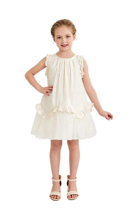 kids atelier mimi tutu Cream Lumielle Ruffle Dress