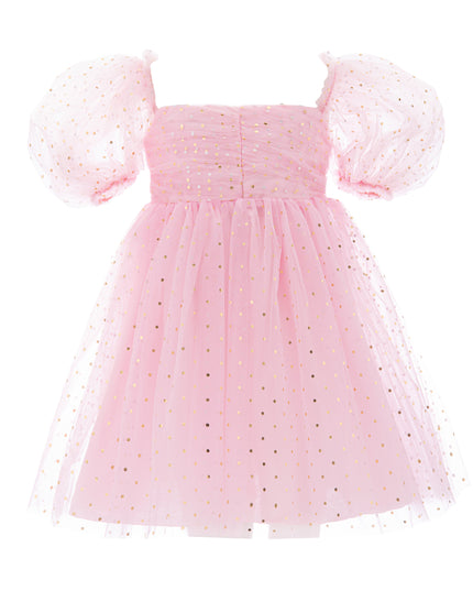 kids atelier Mimi Tutu Pink Tulle Dress with Puffed Sleeves