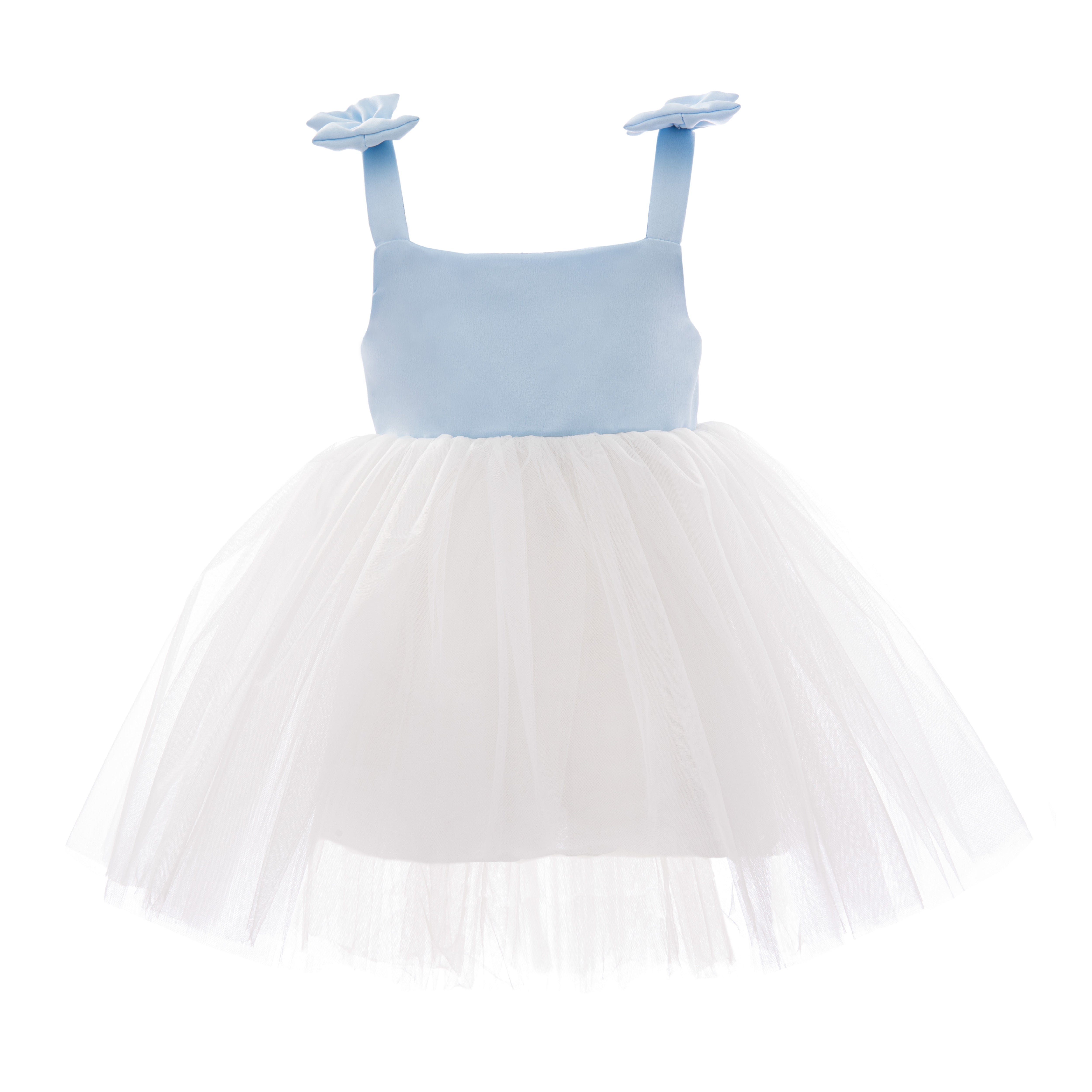 Light Blue Bodice Dress with White Tulle Skirt 7Y / Blue