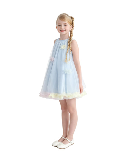 kids atelier mimi tutu Blue Serenelle Floral Embellished Tulle Dress