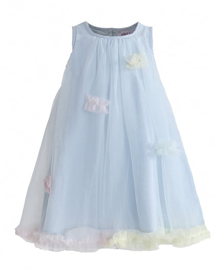 kids atelier mimi tutu Blue Serenelle Floral Embellished Tulle Dress