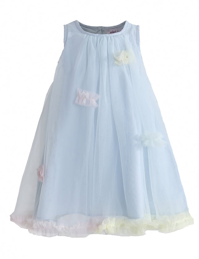 kids atelier mimi tutu Blue Serenelle Floral Embellished Tulle Dress