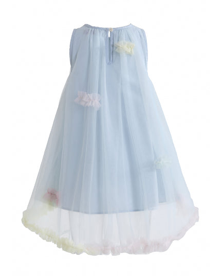 kids atelier mimi tutu Blue Serenelle Floral Embellished Tulle Dress