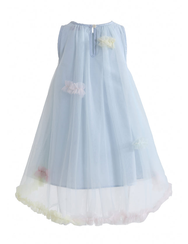 kids atelier mimi tutu Blue Serenelle Floral Embellished Tulle Dress