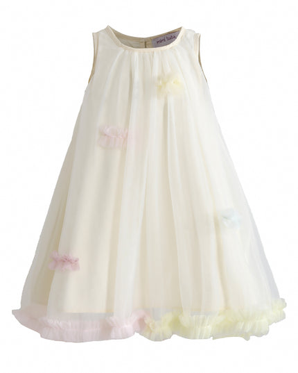 kids atelier mimi tutu Cream Serenelle Floral Embellished Tulle Dress