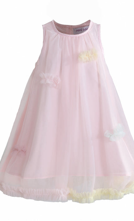 kids atelier mimi tutu Pink Serenelle Floral Embellished Tulle Dress