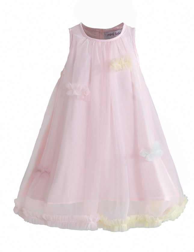 kids atelier mimi tutu Pink Serenelle Floral Embellished Tulle Dress