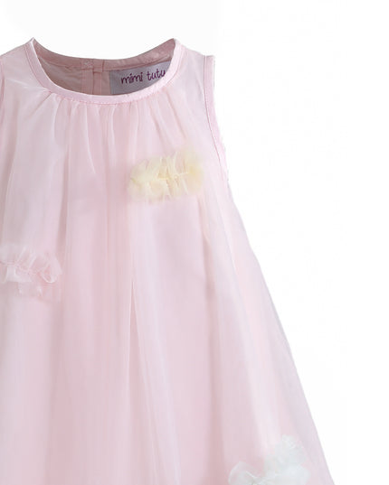 kids atelier mimi tutu Pink Serenelle Floral Embellished Tulle Dress