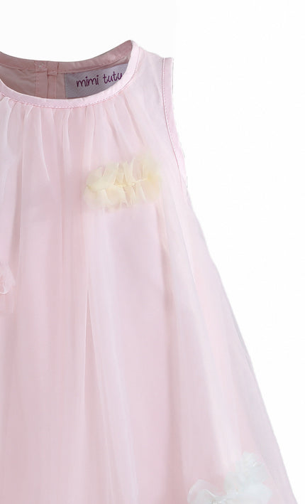 kids atelier mimi tutu Pink Serenelle Floral Embellished Tulle Dress