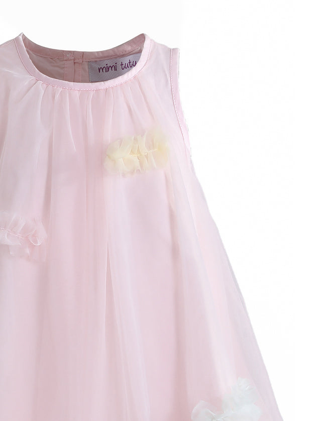 kids atelier mimi tutu Pink Serenelle Floral Embellished Tulle Dress
