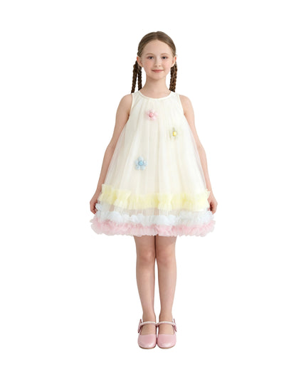 kids atelier mimi tutu Cream Alessia Floral Tulle Dress