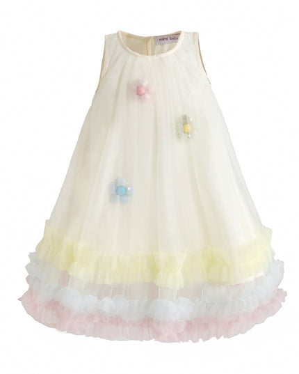 kids atelier mimi tutu Cream Alessia Floral Tulle Dress