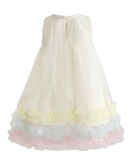 kids atelier mimi tutu Cream Alessia Floral Tulle Dress