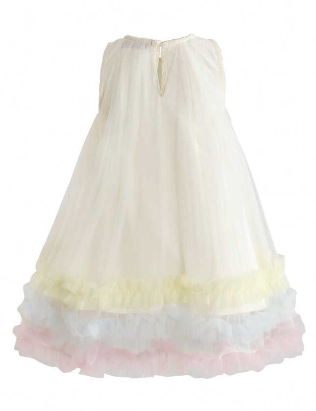 kids atelier mimi tutu Cream Alessia Floral Tulle Dress
