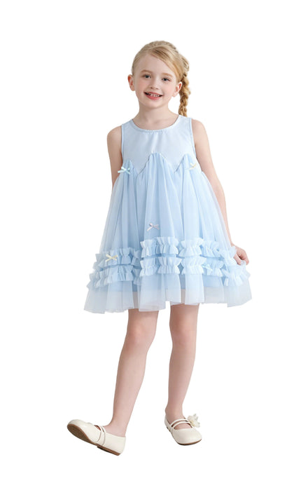kids atelier mimi tutu Blue Genevieve Pleated Tulle Dress