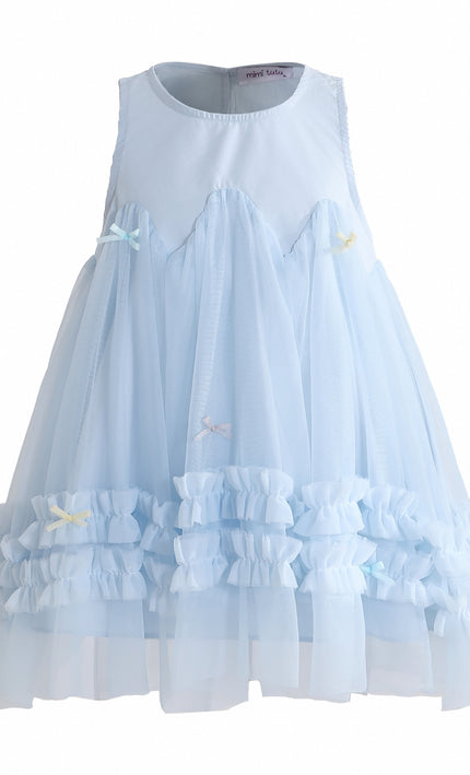 kids atelier mimi tutu Blue Genevieve Pleated Tulle Dress