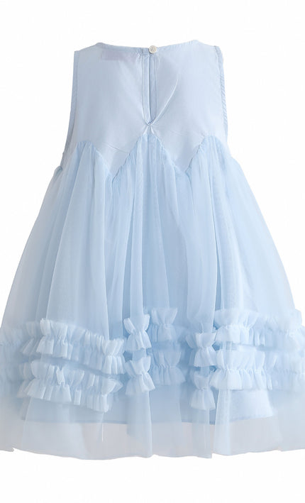 kids atelier mimi tutu Blue Genevieve Pleated Tulle Dress