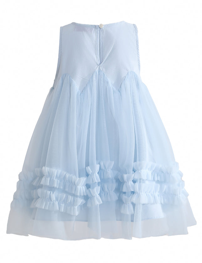kids atelier mimi tutu Blue Genevieve Pleated Tulle Dress