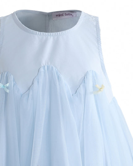 kids atelier mimi tutu Blue Genevieve Pleated Tulle Dress