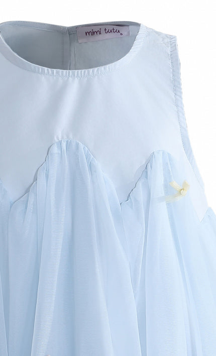 kids atelier mimi tutu Blue Genevieve Pleated Tulle Dress
