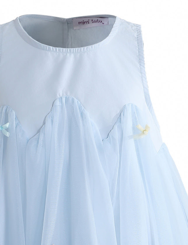 kids atelier mimi tutu Blue Genevieve Pleated Tulle Dress