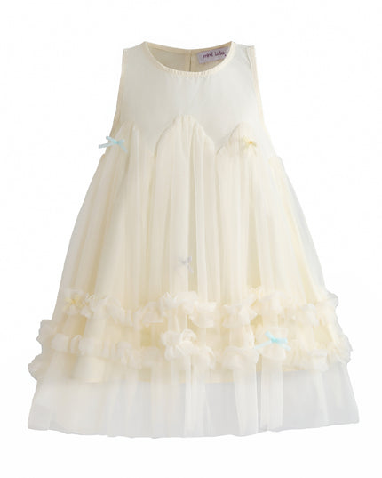 kids atelier mimi tutu Cream Genevieve Pleated Tulle Dress