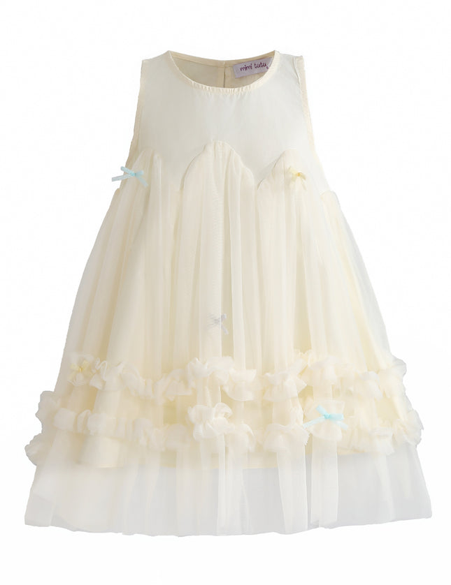 kids atelier mimi tutu Cream Genevieve Pleated Tulle Dress