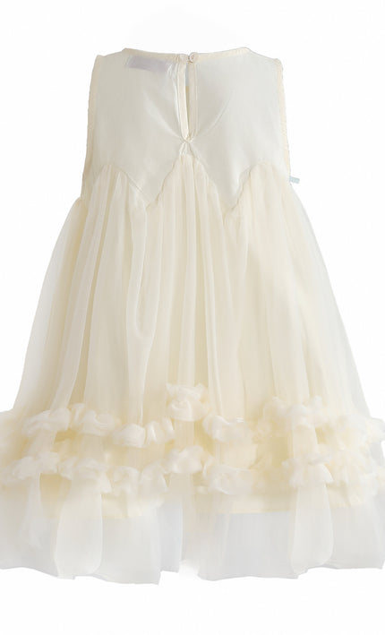 kids atelier mimi tutu Cream Genevieve Pleated Tulle Dress