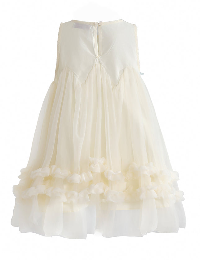 kids atelier mimi tutu Cream Genevieve Pleated Tulle Dress