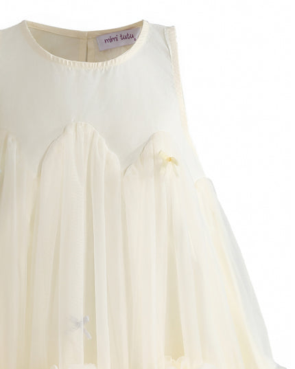 kids atelier mimi tutu Cream Genevieve Pleated Tulle Dress