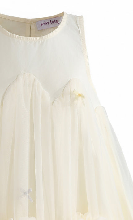 kids atelier mimi tutu Cream Genevieve Pleated Tulle Dress