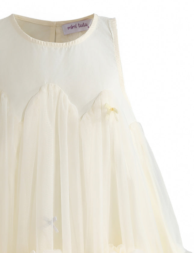 kids atelier mimi tutu Cream Genevieve Pleated Tulle Dress