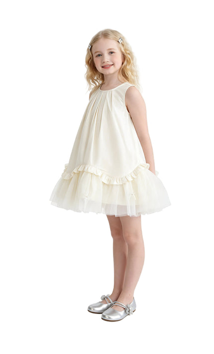 kids atelier mimi tutu Cream Empressa Pleated Tulle Party Dress