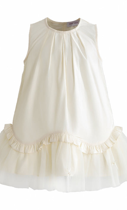 kids atelier mimi tutu Cream Empressa Pleated Tulle Party Dress