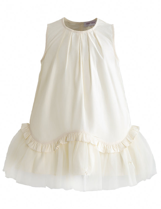 kids atelier mimi tutu Cream Empressa Pleated Tulle Party Dress