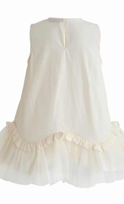 kids atelier mimi tutu Cream Empressa Pleated Tulle Party Dress