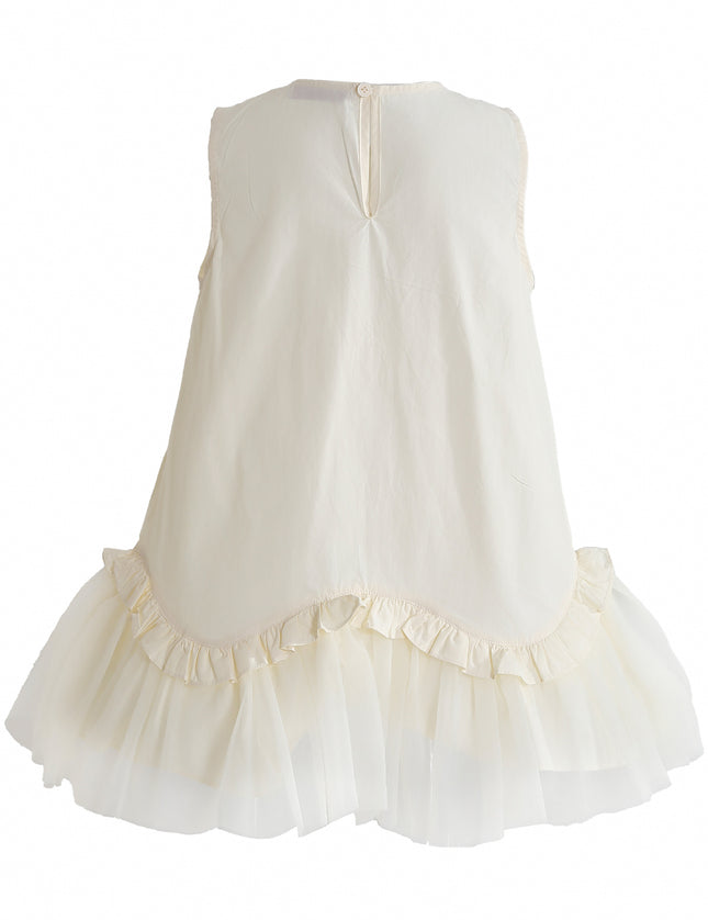kids atelier mimi tutu Cream Empressa Pleated Tulle Party Dress