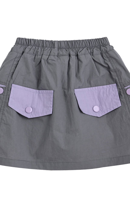 kids atelier mimitutu Gray Skirt with Pocket Trim
