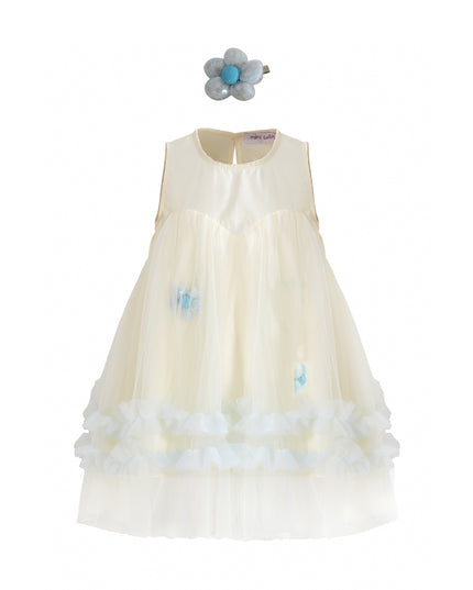 kids atelier mimi tutu Blue Corabelle Floral Ruffle Dress with Accessory